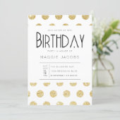 Chic Gold Polka Dot Birthday Party Invitation (Standing Front)