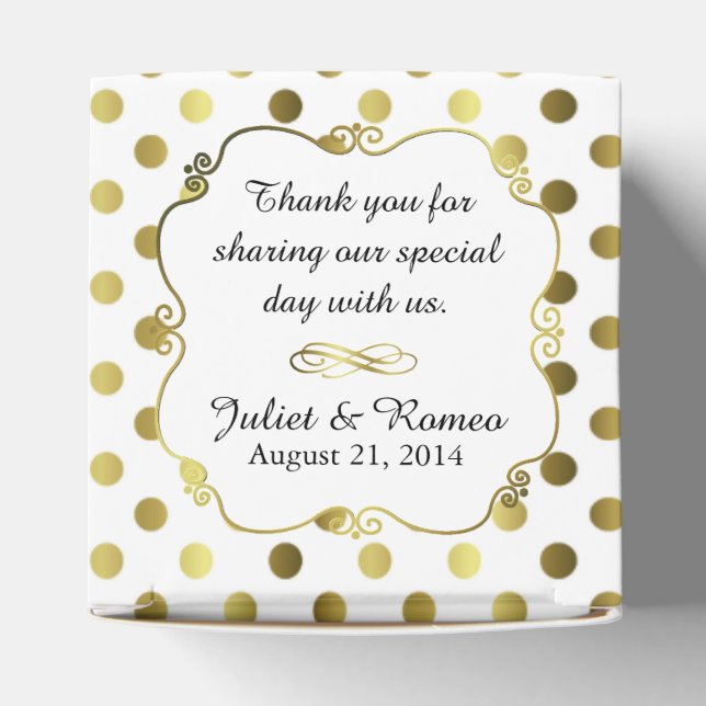 Chic Gold Polka Dot Custom Wedding Favor Gift Box (Top)