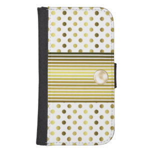 Chic Gold Polka Dot Samsung Galaxy S4 Wallet Case