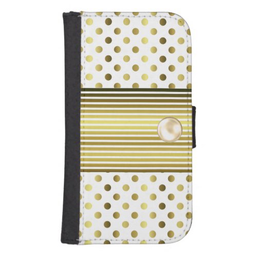 Chic Gold Polka Dot Samsung Galaxy S4 Wallet Case