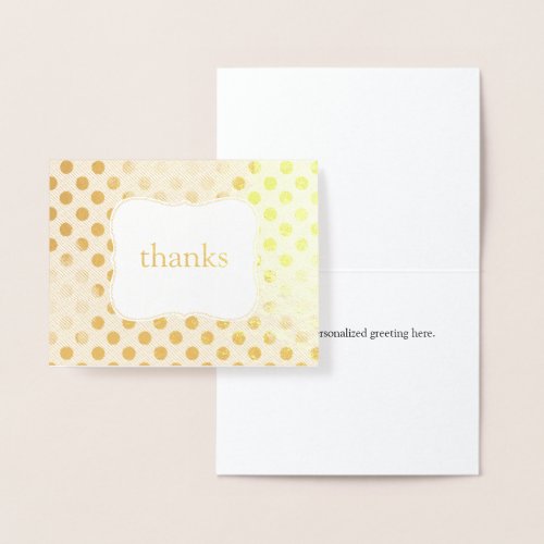 Chic Gold Polka Dot Thank You Note Card