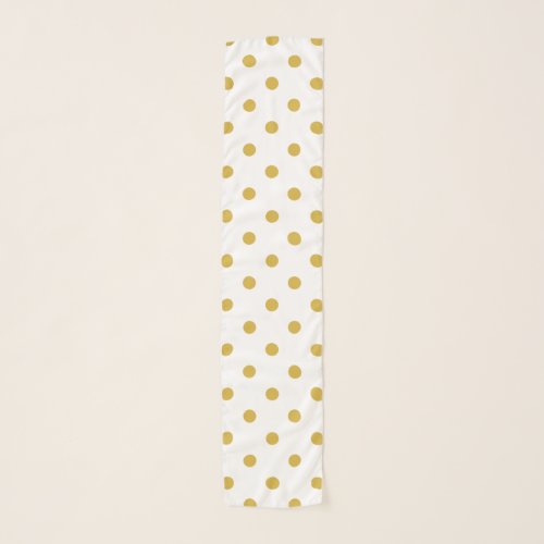 Chic Gold Polka Dots on White Scarf