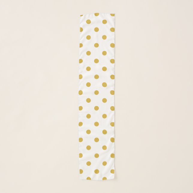 Chic Gold Polka Dots on White Scarf (Front)
