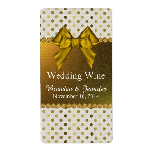 Chic Gold Polka Dots Wedding Mini Wine Labels