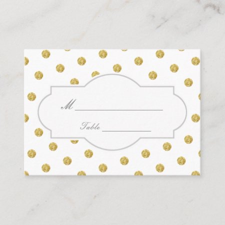Chic Gold Polka Dots Wedding Place Card