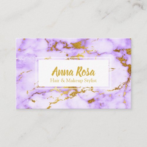  Chic Gold Purple Marble Makeup Popular Business Card