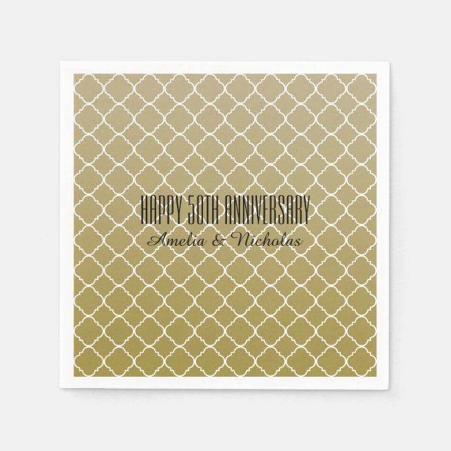 Chic Gold Quatrefoil Paper Napkins (Front)