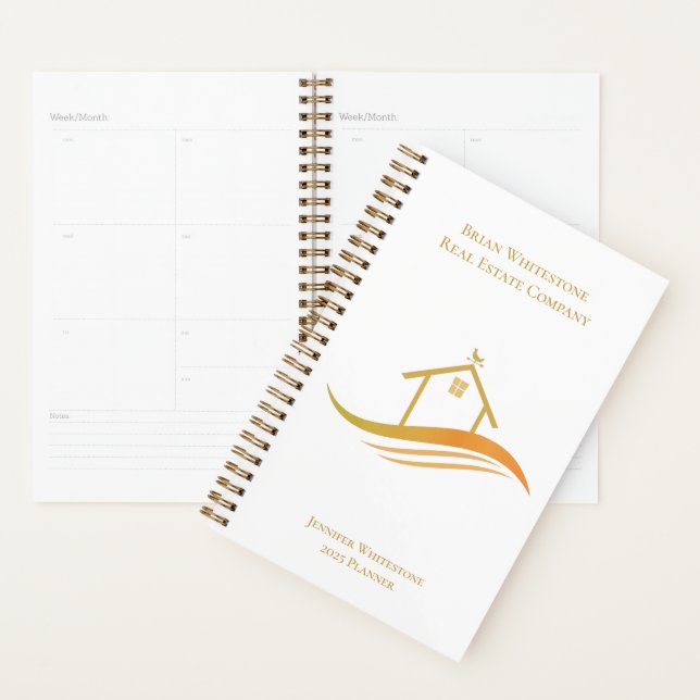 Chic Gold Real Estate Company Home Logo 2025 Planner (Display)