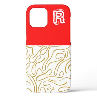 Chic Gold Red Monogram Case-Mate iPhone Case