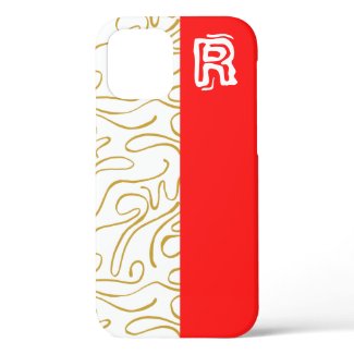 Chic Gold Red Monogram Case-Mate iPhone Case