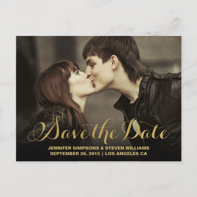 CHIC GOLD | SAVE THE DATE ANNOUNCEMENT POSTCARD (Front)