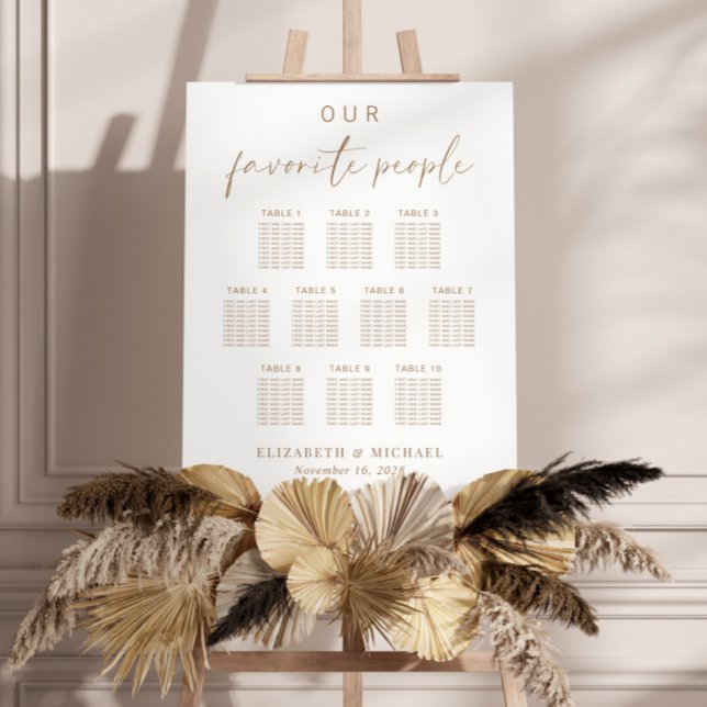 Chic Gold Script 10 Table Wedding Seating Chart Foam Board (Creator Uploaded)