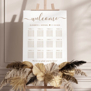 Chic Gold Script 12 Table Wedding Seating Chart Foam Board