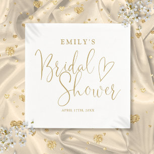Chic Gold Script Calligraphy Bridal Shower Napkins