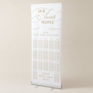 Chic Gold Script Calligraphy Wedding Seating Chart Retractable Banner