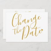 Chic Gold Script Change the Date Postponed Save The Date (Front/Back)