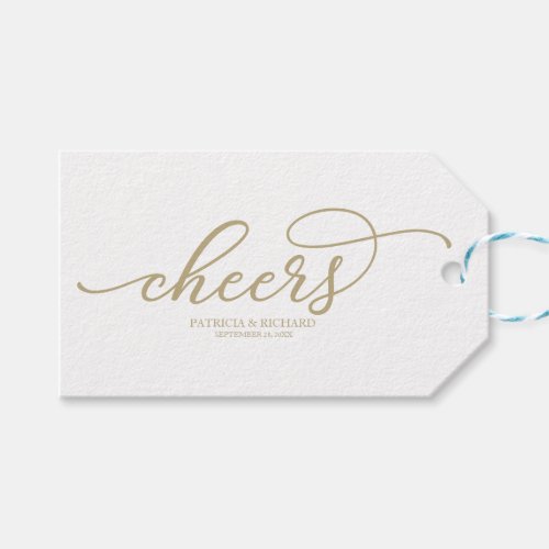 Chic Gold Script Cheers Wine Bottle Tags