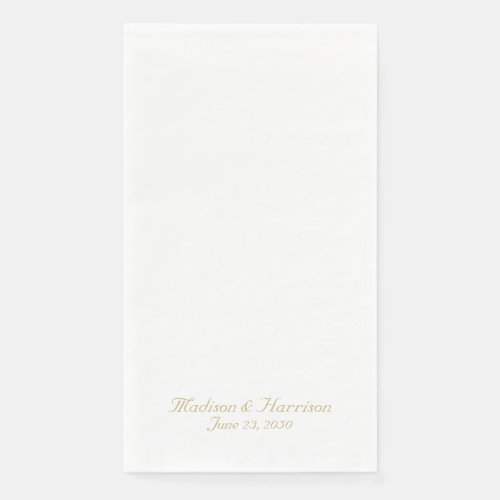 Chic gold script custom names date elegant wedding paper guest towels