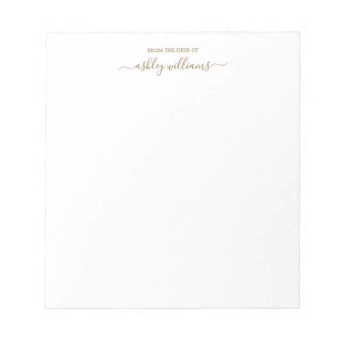 Chic Gold Script From the Desk of Name Custom Notepad