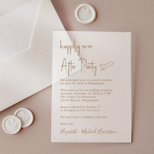 Chic Gold Script Frosted Wedding Reception Acrylic Invitations