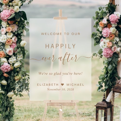 Chic Gold Script Frosted Wedding Welcome Acrylic Sign