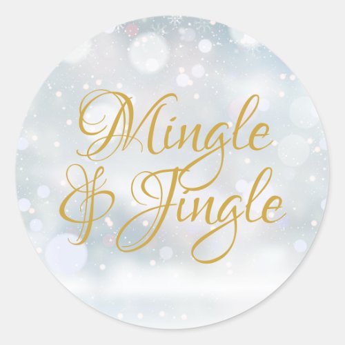 Chic Gold Script Mingle Jingle Christmas Holiday  Classic Round Sticker
