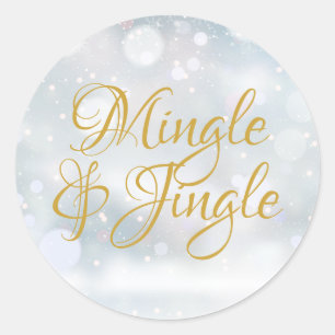 Chic Gold Script Mingle Jingle Christmas Holiday Classic Round Sticker
