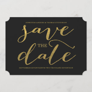 Chic Gold Script Save the Date Invitation