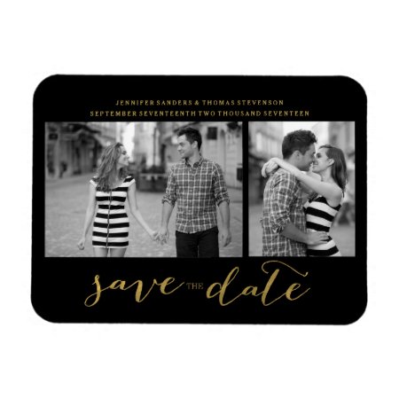 Chic Gold Script Save The Date Magnet Invitations