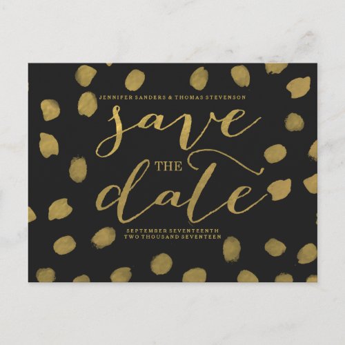 Chic Gold Script Save the Date Postcard