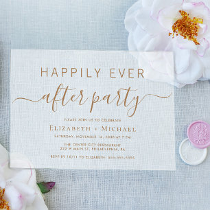 Chic Gold Script Wedding After Party Frosted Acrylic Invitations