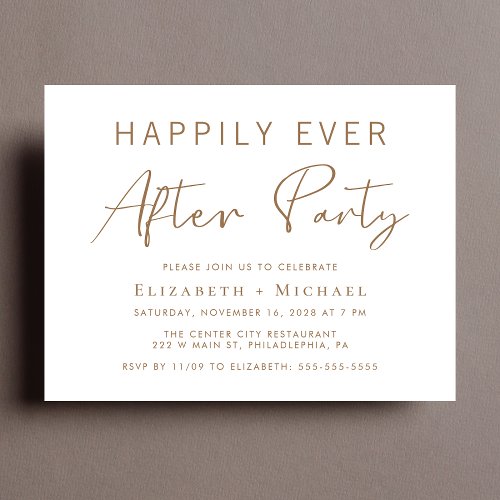 Chic Gold Script Wedding After Party Invitation