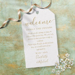 Chic Gold Script Wedding Favor Welcome Basket Bag Gift Tags<br><div class="desc">Featuring signature style names,  this elegant gold and white tag can be personalized with your special thank you information in chic gold lettering. Designed by Thisisnotme©</div>