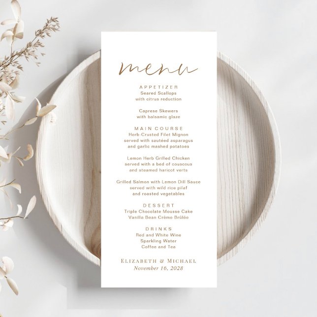 Chic Gold Script Wedding Menu (Creator Uploaded)