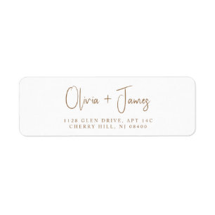 Chic Gold Script Wedding Return Address Label