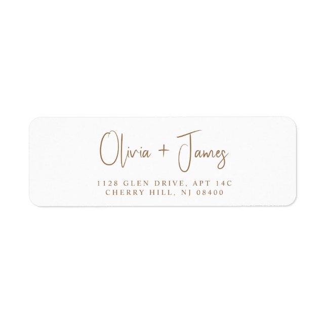 Chic Gold Script Wedding Return Address Label (Front)