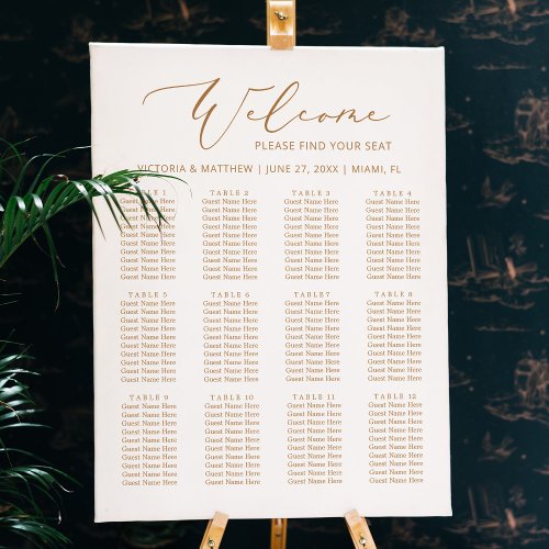 Chic Gold Script Wedding Seating Chart  Foam Board