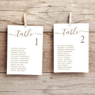 Chic Gold Script Wedding Table Seating Chart Card