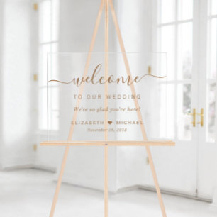 Chic Gold Script Wedding Welcome Acrylic Sign