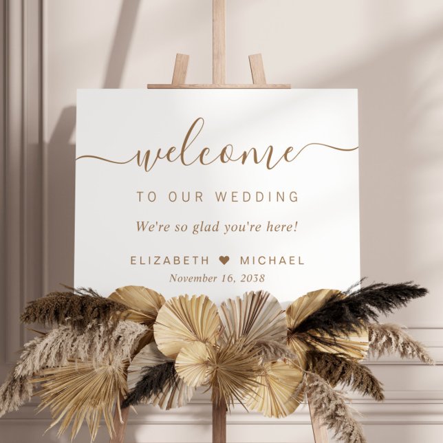 Chic Gold Script Wedding Welcome Foam Board (Creator Uploaded)