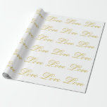 Chic Gold Script White Love Wedding Postage Wrapping Paper<br><div class="desc">You can easily change the fonts and colors. You can also add your logo and the background image as you like.</div>