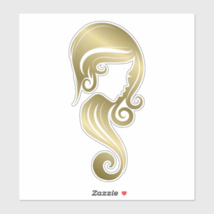 Chic Gold Shine Beauty Girl Hair & Makeup Salon Sticker