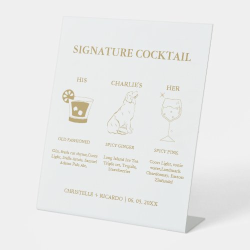 Chic Gold Signature Coctail Drink Wedding Bar Sign