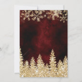 Chic gold snow pine red Christmas winter wedding Invitation (Back)