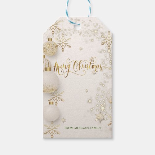 Chic Gold SnowflakesBalls Christmas  Gift Tags