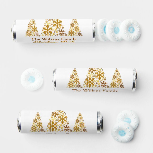 Chic Gold Snowflakes Christmas Party Personalized Breath Savers® Mints (Assorted)