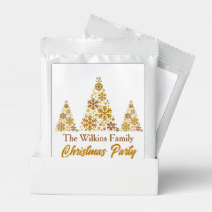 Chic Gold Snowflakes Christmas Party Personalized Hot Chocolate Drink Mix
