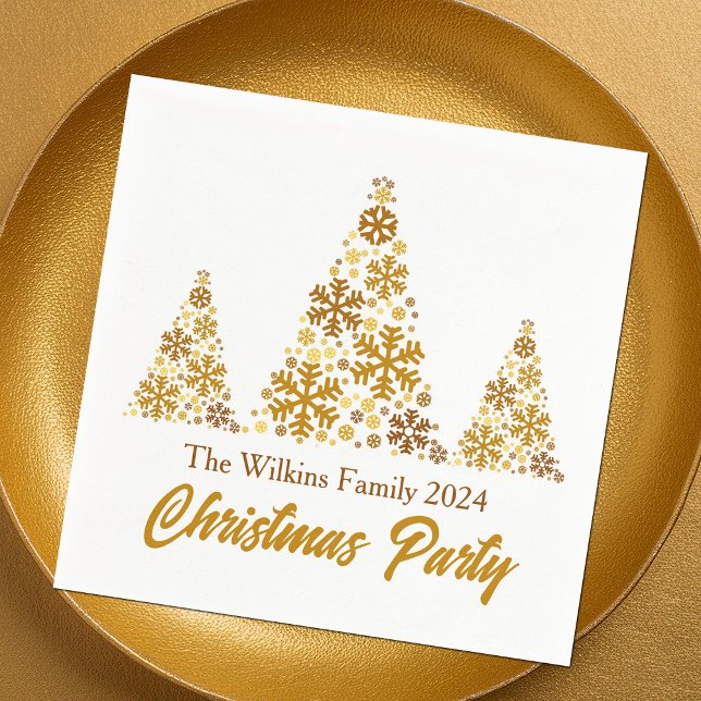 Chic Gold Snowflakes Christmas Party Personalized Napkins (Creator Uploaded)
