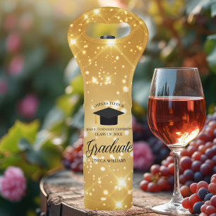 Chic Gold Sparkle Graduate Custom 2024 Graduation Wine Bag
