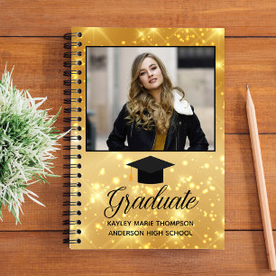 Chic Gold Sparkle Graduate Photo Graduation Notebook